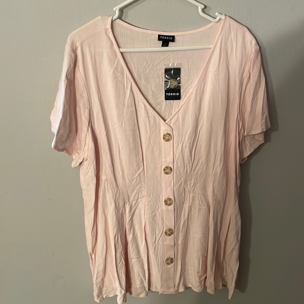 Light pink button up blouse. Torrid size 2